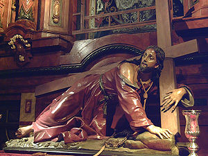 Christ fallen while carrying the cross, at St....