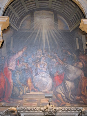 The decent of the holy spirit by Tizian (1546)