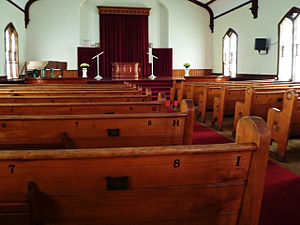 English: Pews of the First Methodist Church in...