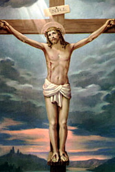 Christ on the Cross cropped. Crop of old Mass ...