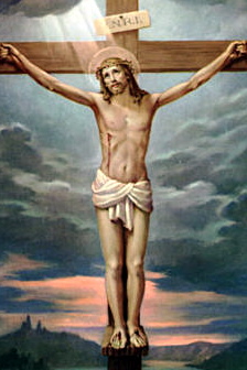 Christ on the Cross cropped. Crop of old Mass ...