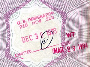 Stamp of the U.S. Immigration (Old French pass...