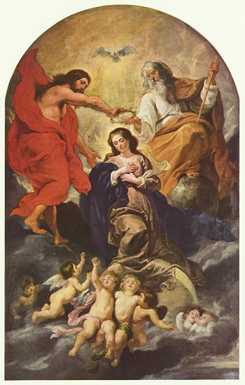 Crowning of the Virgin by Rubens, early 17th c...