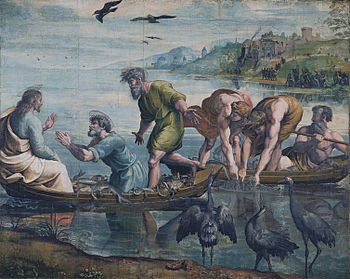 Jesus and the miraculous catch of fish, in the...
