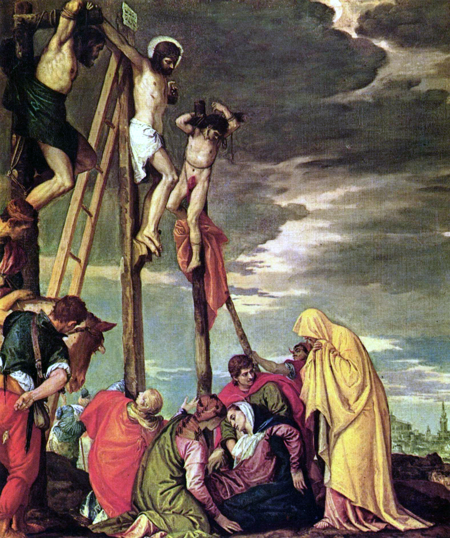 Jesus, on the cross, is mocked in Calvary as t...