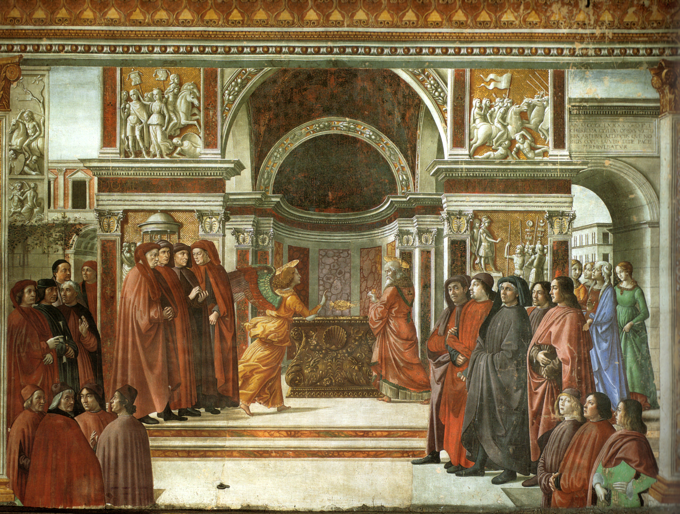 Cappella tornabuoni frescoes in Florence. Annu... Cappella tornabuoni frescoes in Florence. Annu...