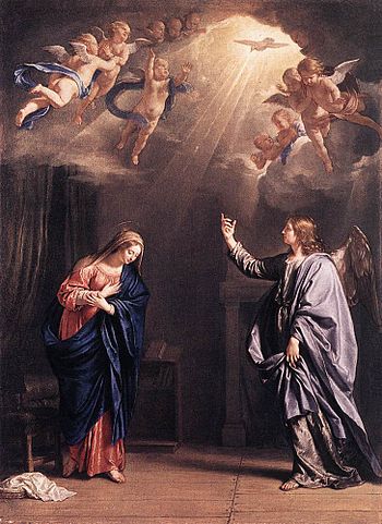 The Holy Spirit as a dove in the Annunciation,...